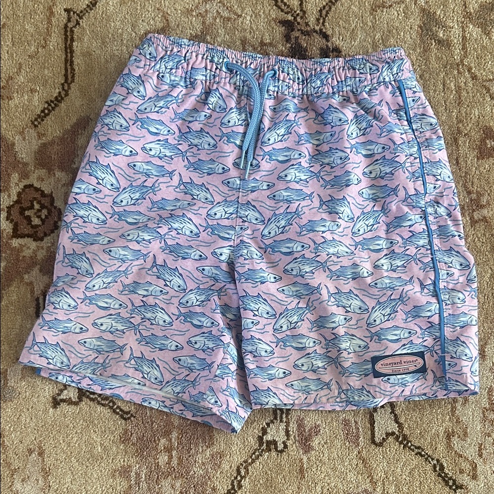Vineyard Vines Pink and Blue Fish Pattern Shorts